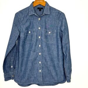 J.‎ Crew Chambray Shirt Button Front Women's Size 8